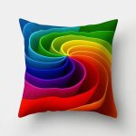 Juste de coussin a motif arc - en - ciel color�, taie d'oreiller d�corative pour la maison, rayures g�om�triqu ...