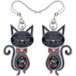 Kal - boucles d'oreilles chat en email charms bijoux pendentif pour femme filles cadeaux anniversaire ...
