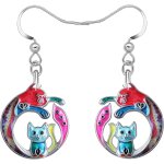 Kal - boucles d'oreilles chat en email charms bijoux pendentif pour femme filles cadeaux anniversaire ...