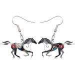 Kal - boucles d'oreilles cheval courant email zinc alliage pendentifs animaux de la ferme bijoux cadeaux ...