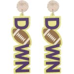 Kal - boucles d'oreilles football violet down acrylique - accessoires fans cadeaux ftes sportives