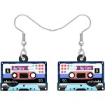 Kal - boucles d'oreilles ruban de cassette en acrylique color� femmes n�on r�tro bijoux pendants pour ...