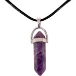 Kal - pendentif en pierre naturelle en forme de pointe avec corde en fil cir noir de 45 cm