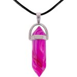 Kal - pendentif en pierre naturelle en forme de pointe avec corde en fil cir noir de 45 cm