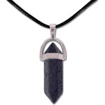 Kal - pendentif en pierre naturelle en forme de pointe avec corde en fil cir noir de 45 cm