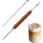 Kal - stylos latte art, aiguilles a graver a double tte, manche en bois, aiguilles dcoratives en acier ...