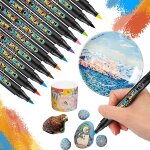 Kalanka - 12 couleurs feutres acryliques, pointe molle stylo feutre aquarelle rsistant a l'eau pour ...