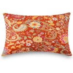 Kalanka - lot de 2 taies d'oreiller de 40 x 80 cm - 100 % coton - style boh�me - orange profonde - avec ...