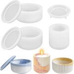 Kalanka - 3 pices moules a bougies en silicone avec couvercle, moule pour rservoir de stockage diy ...