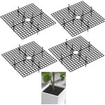 Kalanka - lot de 4 cache - pots de fleurs de 30 cm avec dcoupe centrale pour plantes (noir)