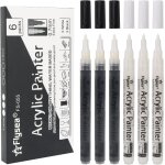 Kalanka - feutre acrylique noir permanent - lot de 6 marqueurs a pointe fine 0. 7mm pour pierre cramique ...