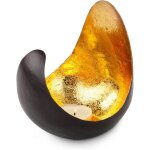 Kalanka - photophore en m�tal satin� laqu� marron / dor� 12 x 12 x 13, 7 cm