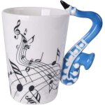 Kalanka - tasse a caf en cramique - motif musique - avec anse pour saxophone - amusante et en porcelaine ...