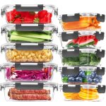 Kgabery - lot de 10 botes bento hermtiques en verre avec couvercles a fermeture a pression pour micro ...