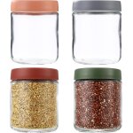 Kgabery - lot de 4 bocaux en verre a visser, 500 ml pot de yaourt en verre avec couvercle, adapts aux ...