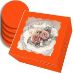 Kgabery - lot de 5 botes a gteau de 20, 3x20, 3x12, 7 cm - orange - avec fentre et 5 ensembles de ...
