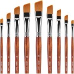 Kgabery - angular paint brushes set with oblique tip, nylon bristles, short handle, for acrylic, watercolor, ... Kgabery - angular paint brushes set with oblique tip, nylon bristles, short handle, for acrylic, watercolor, ...