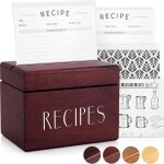 Kgabery - boîte a recettes en noyer avec cartes et séparateurs - boîte a cartes porte - recettes 4x6 ... Kgabery - boîte a recettes en noyer avec cartes et séparateurs - boîte a cartes porte - recettes 4x6 ...
