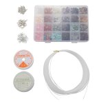 Kit de 1 323 perles irrégulières en pierres précieuses avec fermoirs mousquetons et anneaux elastiques ... Kit de 1 323 perles irrégulières en pierres précieuses avec fermoirs mousquetons et anneaux elastiques ...