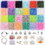 Kit de plus de 4 000 perles plates, 24 couleurs, perles plates en argile polymre faites a la main, perles ...