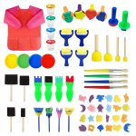 Kit de 63 pinceaux de peinture en eponge pour l'apprentissage pr�coce des enfants, pinceaux de dessin ...