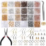 Kit de fabrication de boucles d'oreilles 2 500 pi�ces avec crochets, anneaux ouverts, pinces et bo�te ...