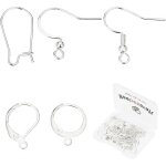Kit de fabrication de boucles d'oreilles, 50 crochets de boucles d'oreilles, 5 styles, plaqu argent ...