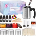 Kit de fabrication de bougies bricolage, diy, avec cire de soja, 6 pots, thermomtre, huile de parfum ...