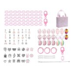 Kit de fabrication de bracelets a breloques et de bijoux diy, 113 pi�ces, rose