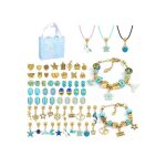 Kit de fabrication de bracelets diy - ensemble de 66 bracelets et colliers a breloques bleus