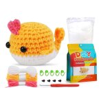 Kit de bricolage baleine au crochet avec aiguilles a tricoter poup�e en peluche facile (jaune)