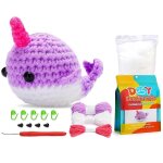 Kit de bricolage baleine au crochet avec aiguilles a tricoter poup�e en peluche facile (violet)