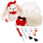 Kit de bricolage lapin au crochet avec aiguilles a tricoter poupée en peluche facile Kit de bricolage lapin au crochet avec aiguilles a tricoter poupée en peluche facile