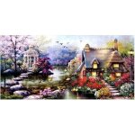 Kit broderie point de croix cabane du jardin dcoration salon 68cm x 38cm