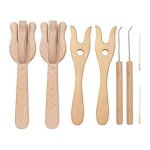 Kit de fourchette et d'aiguille a tricoter portable, lucet fourchette au crochet, 8 pcs en bois a tricoter ...