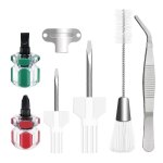 Le kit de nettoyage de machine a coudre de 7 pi�ces comprend une pince a epiler a double extr�mit� - ...