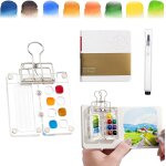 Kit de peinture de poche, palettes de gouache - mini palette de peinture aquarelle pliable en acrylique ...