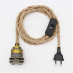 Kit de pendentif en corde de chanvre vintage avec prise d'interrupteur bricolage t�te unique suspendue, ...
