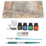 Kit de stylo plongeur 24x13. 5x4. 3cm plumes rondes plates avec porte - encre pour l'�criture dessin ...