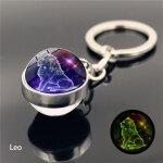 Leo1 - cl constellation lumineux, pendentif boule de verre, cl du zodiaque brille dans la nuit, cadeau ...