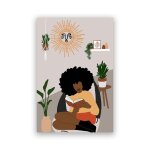 Livre de lecture pour femmes noires, art africain, toile, peinture murale, style boho, affiches et imprims ...