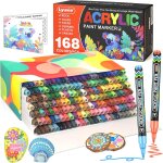 Loc - 168 couleur feutres acryliques, marqueur peinture acrylique avec pointe extra fine de 0, 7 mm, ...