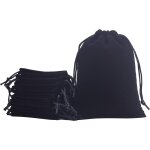 Lot de 10 grands sacs en velours avec cordon de serrage noir 17 x 23 cm