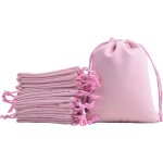 Lot de 10 grands sacs en velours avec cordon de serrage rose 20 x 25 cm