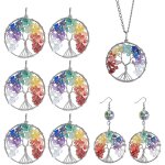 Lot de 10 pendentifs arbre de vie en pierre prcieuse, cristal de quartz, porte - bonheur et breloques ...