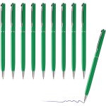 Lot de 10 stylos a bille - design fin - elgant stylo a bille en aluminium (vert)