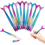 Lot de 10 stylos a bille sirne en forme de queue de poisson - ecriture douce et dlicate pour enfants ...