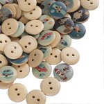 Lot de 100 boutons en bois a impression mixte, 2 trous, ronds, décoratifs, pour couture, artisanat, couleur, ... Lot de 100 boutons en bois a impression mixte, 2 trous, ronds, décoratifs, pour couture, artisanat, couleur, ...