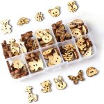 Lot de 100 boutons en bois faits main, 10 styles, en forme d'animaux, mercerie, album scrapbooking, couture, ...