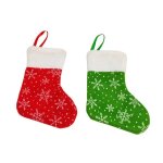 Lot de 12 bas de no�l verts et rouges pour d�coration de no�l, 8 x 17 x 12 cm, en flanelle, parfaits ...